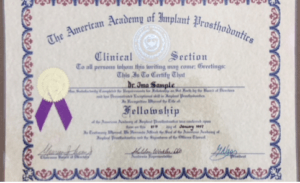 The American Academy Implants Prosthodontics Fellowship