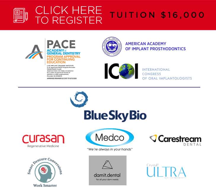 Registration button Tuition $16,000 AGD, AAIP, ICOI logos Sponsor logos